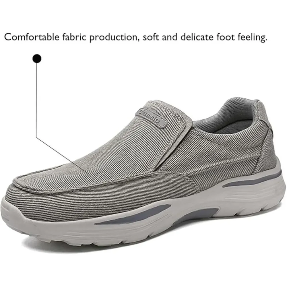 NWT ~ Men's Casual Gray Canvas Lightweight Loafers Walking Shoes ~ Size 11